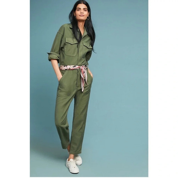 Citizens of Humanity Jumpsuit Marta Long Sleeve Cotton Utility Retreat Green M - Picture 6 of 16